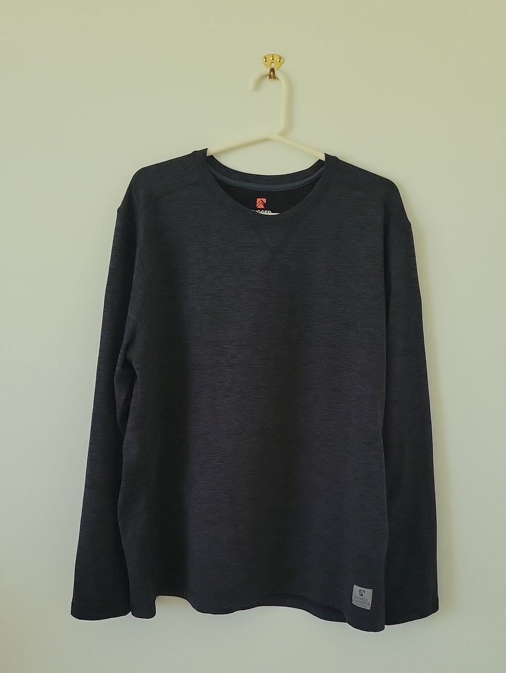 Men's Charcoal Long-Sleeve Crewneck Shirt By Rugged Elements Durable Utility XXL